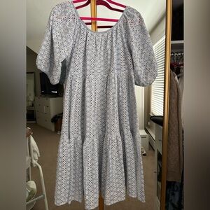 Joe Fresh Light Blue Eyelet Long Sleeve Dress
